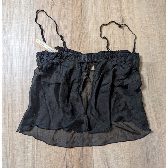 NWT Skims Romance Size M Babydoll Top Black Onyx 100% Silk Mesh Sheer - Picture 5 of 8